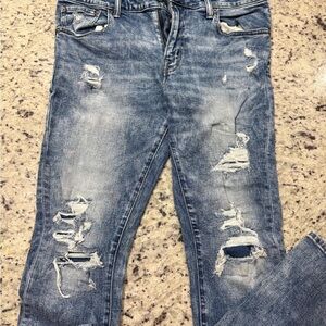 American Eagle Outfitters Distressed Light Blue Skinny Jeans